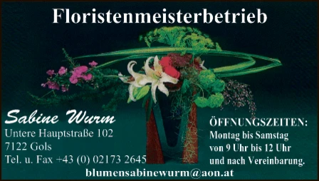Print-Anzeige von: Wurm, Sabine, Blumenhandlung