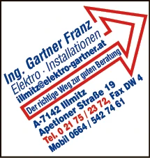 Print-Anzeige von: Franz Gartner, Elektroinstallationsunternehmen