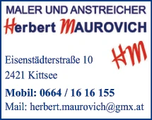 Print-Anzeige von: Maurovich, Herbert, Maler und Anstreicher