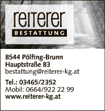 Print-Anzeige von: Bestattung Reiterer, Gernot, Bestattung