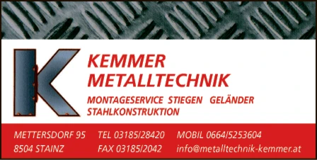 Print-Anzeige von: Metalltechnik Maria Kemmer Print-Anzeige von: Metalltechnik Maria Kemmer