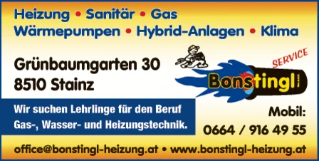 Print-Anzeige von: Bonstingl GesmbH, Heizung