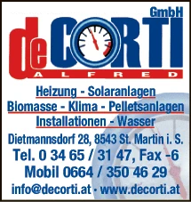 Print-Anzeige von: De Corti GmbH, Heizungen