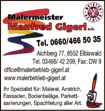 Print-Anzeige von: Malermeister, Manfred Gigerl