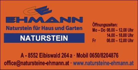 Print-Anzeige von: Ehmann, Christian, Naturstein für Haus und Garten