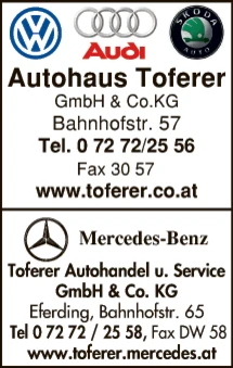 Print-Anzeige von: Toferer Adolf GmbH & Co KG, VW Händler