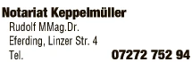 Print-Anzeige von: Keppelmüller, Rudolf, MMag.Dr., Öffentlicher Notar