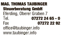 Print-Anzeige von: Taubinger, Thomas, Mag., Steuerberatung Print-Anzeige von: Taubinger, Thomas, Mag., Steuerberatung