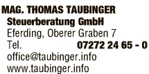 Print-Anzeige von: Taubinger, Thomas, Mag., Steuerberatung