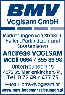 Print-Anzeige von: BMV, Andreas Voglsam, Bodenmarkierungen