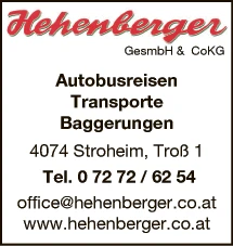 Print-Anzeige von: Hehenberger Ges.m.b.H. & Co KG, Autobusunternehmen