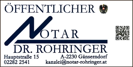 Print-Anzeige von: Dr. Rohringer, Notar