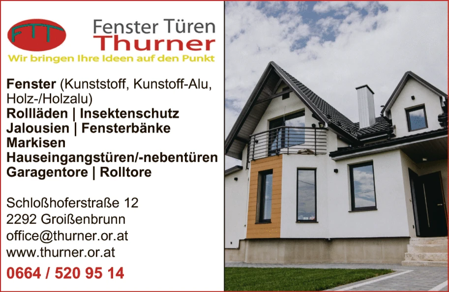 Print-Anzeige von: Fenster Türen Thurner Print-Anzeige von: Fenster Türen Thurner