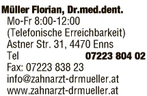 Print-Anzeige von: Müller, Florian, Dr., Zahnarzt