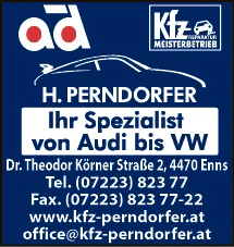 Print-Anzeige von: Perndorfer H. GesmbH, Kfz-Meisterbetrieb Print-Anzeige von: Perndorfer H. GesmbH, Kfz-Meisterbetrieb