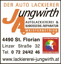 Print-Anzeige von: Jungwirth, Jürgen, Autolackierereien Print-Anzeige von: Jungwirth, Jürgen, Autolackierereien