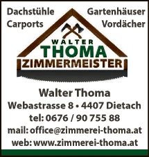 Print-Anzeige von: Thoma, Walter, Zimmermeister