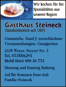 Print-Anzeige von: Steineck, Karl, Gasthaus
