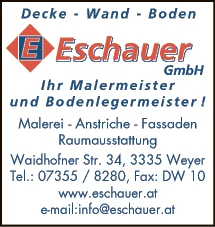 Print-Anzeige von: Eschauer GmbH, Malerei - Raumausstattung Print-Anzeige von: Eschauer GmbH, Malerei - Raumausstattung