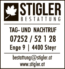 Print-Anzeige von: STIGLER GmbH, Bestattung