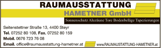 Print-Anzeige von: Raumausstattung Hametner GmbH, Raumausstattung