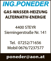 Print-Anzeige von: Poneder, Hermann, Ing., Installationsunternehmen
