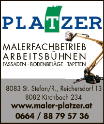 Print-Anzeige von: Platzer, David, Malermeister, Malerfachbetrieb