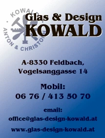 Print-Anzeige von: Glas & Design Anton u Christoph Kowald OG, Glas