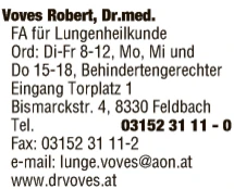 Print-Anzeige von: Voves, Robert, Dr.med., FA f Lungenheilkunde