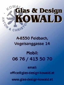 Print-Anzeige von: Glas & Design Anton u Christoph Kowald OG, Glas