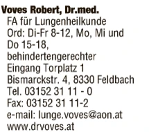 Print-Anzeige von: Voves, Robert, Dr.med., FA f Lungenheilkunde