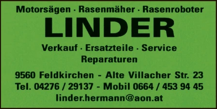 Print-Anzeige von: Linder, Andreas, Rasemäher Motorsägen