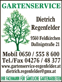 Print-Anzeige von: Regenfelder, Dietrich, Gartenservice Print-Anzeige von: Regenfelder, Dietrich, Gartenservice