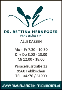 Print-Anzeige von: Hernegger, Bettina, Dr., Frauenärztin
