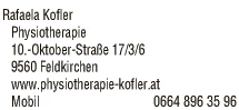 Print-Anzeige von: Rafaela Kofler, Physiotherapie