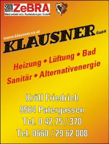Print-Anzeige von: Klausner Eduard Ing GesmbH, Sanitär