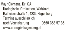 Print-Anzeige von: Mayr, C., Dr. OA, Urologie