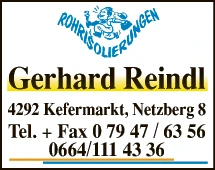 Print-Anzeige von: Reindl, Gerhard, Heizungsisolierungen