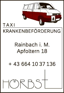 Print-Anzeige von: Karl Heinz Hörbst, Karl-Heinz, Taxiunternehmen Print-Anzeige von: Karl Heinz Hörbst, Karl-Heinz, Taxiunternehmen