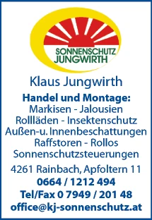 Print-Anzeige von: Sonnenschutz Jungwirth, Sonnenschutz
