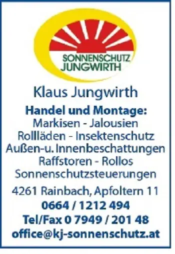 Galerie-Bild 1: Klaus Jungwirth aus Rainbach im Mühlkreis von Sonnenschutz Jungwirth, Sonnenschutz