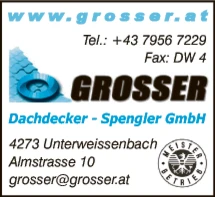 Print-Anzeige von: Grosser Dachdecker-Spengler GmbH