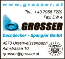 Print-Anzeige von: Grosser Dachdecker-Spengler GmbH Print-Anzeige von: Grosser Dachdecker-Spengler GmbH