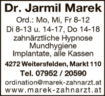 Print-Anzeige von: Marek, Jarmil, Dr.med.dent., Zahnarzt