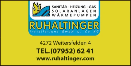 Print-Anzeige von: Ruhaltinger Installations GesmbH & Co KG, Gas-Wasser- u. Heizungsinstallationen