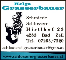 Print-Anzeige von: Grasserbauer, Helga, Schlosserei Print-Anzeige von: Grasserbauer, Helga, Schlosserei