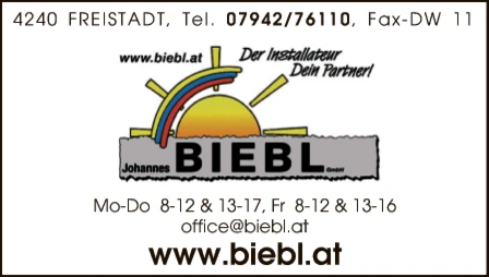 Print-Anzeige von: Biebl Johannes GmbH, Gas-Wasser-Heizung