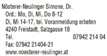 Print-Anzeige von: Nösterer-Neulinger, Simone, Dr., FÄ f. Frauenheilkunde und Geburtshilfe