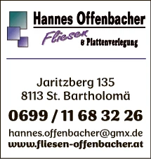 Print-Anzeige von: Offenbacher, Hannes, Fliesen & Plattenverlegung