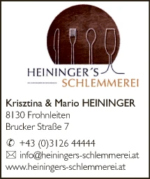 Print-Anzeige von: Heiningers Schlemmerei, Gastgewerbe
